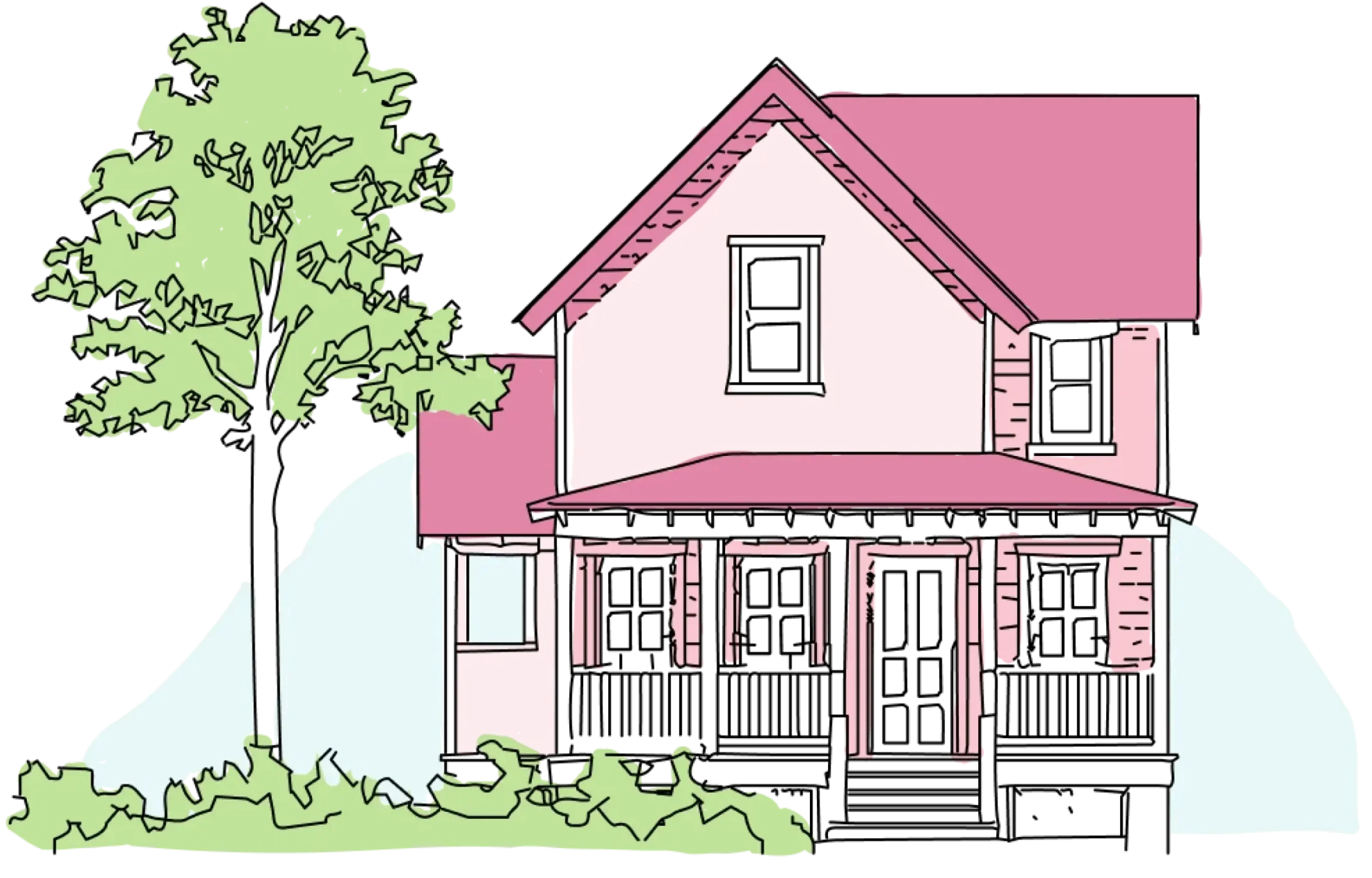 Hand-drawn street of houses